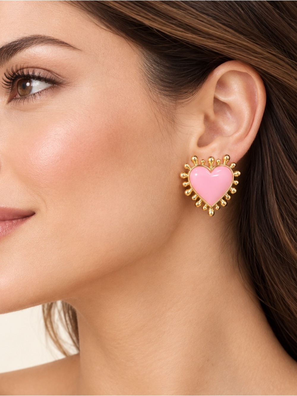 Heart Gold-Tone Sunburst Statement Earrings